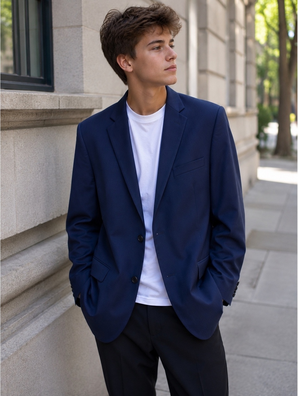 Michael Kors Boys Navy Blue Blazer Size 20R Stretch Two Button Sport Coat